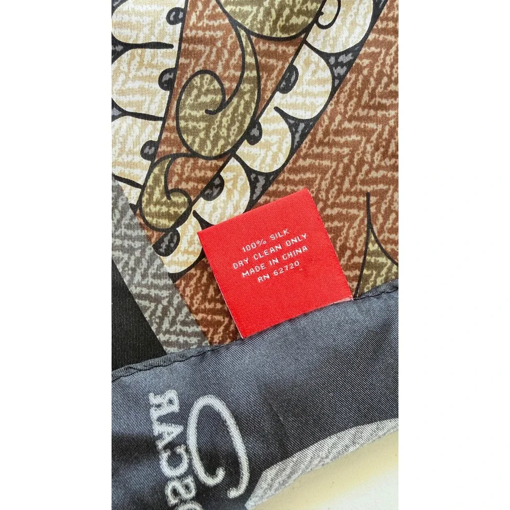 Oscar de la Renta 100% Silk Scarf Black Brown Paisley Floral Square 34x34‎